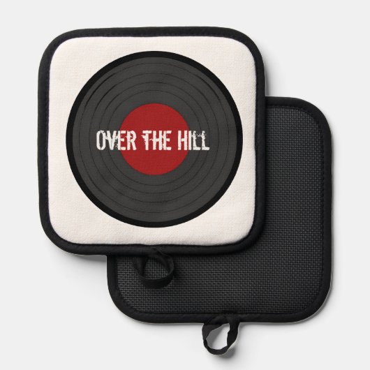 Over the Hill Rock N Roll Record Aangepaste tekst Pannenlap (Voorkant / Achterkant)