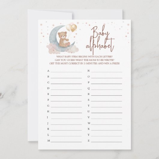 Over the Moon ABC Baby Alphabet Game Kaart (Voorkant)