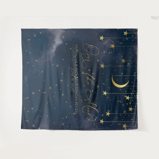 Over the Moon Achtergrond, Baby Shower Achtergrond Wandkleed (Voorkant (horizontaal))