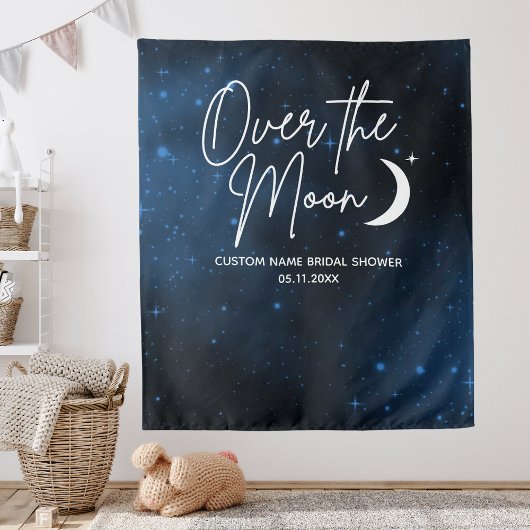 Over The Moon Achtergrond Bruidsdouche Verticale W Wandkleed