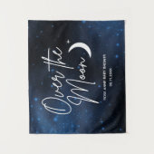 Over The Moon Achtergrond Naam Datum Baby Shower Wandkleed (Voorkant)
