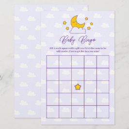 Over The Moon and Stars Baby shower Bingo Spel