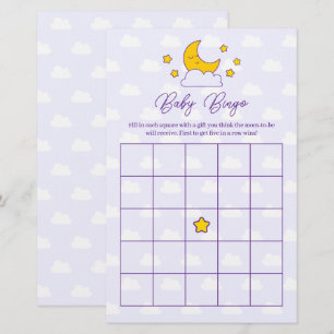 Over The Moon and Stars Baby shower Bingo Spel
