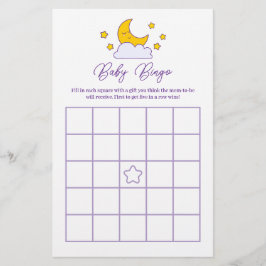 Over The Moon and Stars Baby shower Bingo Spel
