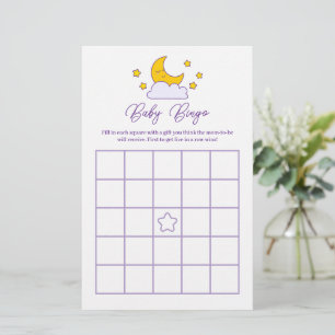 Over The Moon and Stars Baby shower Bingo Spel