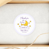 Over the Moon and Stars Baby shower Dank je wel Ronde Sticker