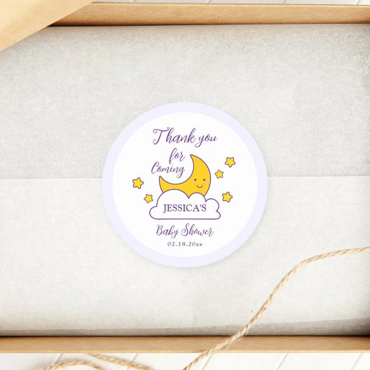 Over the Moon and Stars Baby shower Dank je wel Ronde Sticker