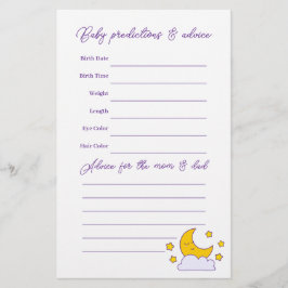 Over The Moon and Stars Baby shower Guessing Game