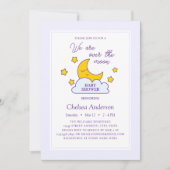 Over the Moon and Stars Genderneutraal Baby shower Kaart (Voorkant)