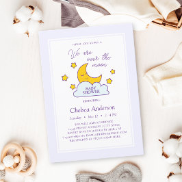 Over the Moon and Stars Genderneutraal Baby shower Kaart