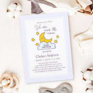 Over the Moon and Stars Genderneutraal Baby shower Kaart