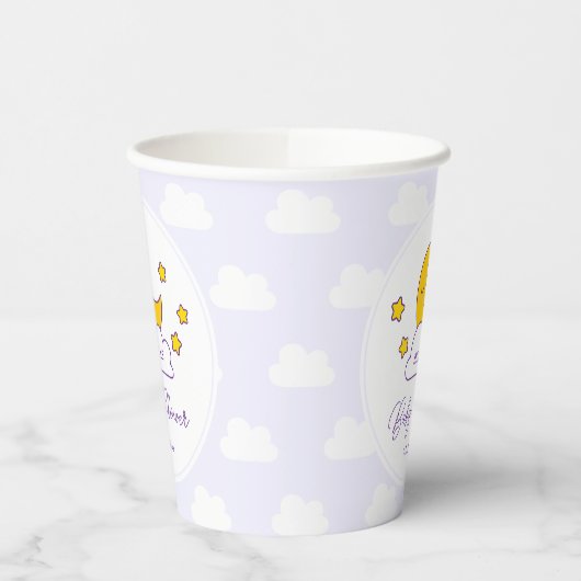 Over the Moon and Stars Genderneutraal Baby shower Papieren Bekers (Links)