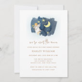 Over the Moon Angel Moon Star Baby shower Kaart (Voorkant)