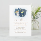 Over the Moon Angel Moon Star Baby shower Kaart (Staand voorkant)