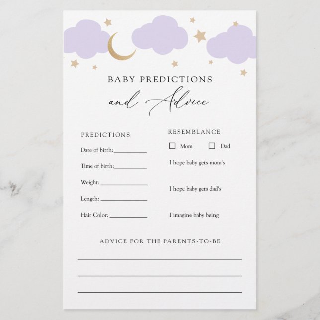 Over the Moon Baby Advice and Predictions Card (Voorkant)