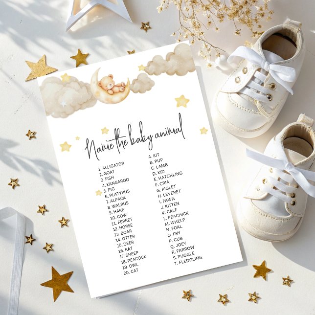 Over The Moon Baby Animal Name Game for Baby Showe (Creator heeft geüpload)
