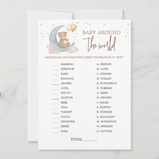 Over the Moon Baby Around The World Game Kaart (Voorkant)