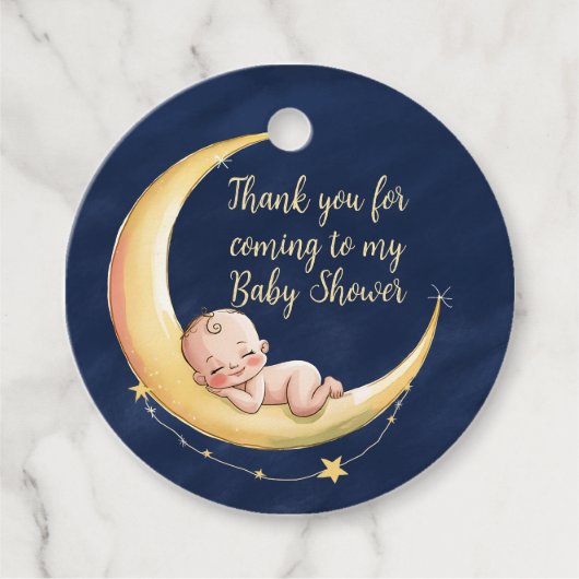Over the Moon Baby Baby shower met hemelse thema's Bedankjes Labels (Voorkant)