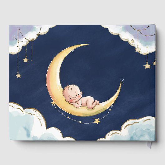 Over the Moon Baby Baby shower met hemelse thema's Gastenboek (Achterkant)