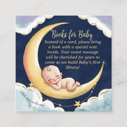 Over the Moon Baby Baby shower met hemelse thema's Informatiekaartje (Voorkant)