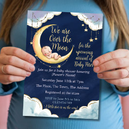 Over the Moon Baby Baby shower met hemelse thema's Kaart