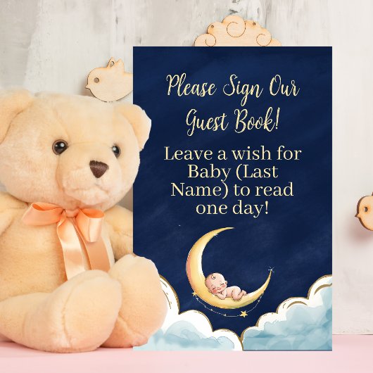 Over the Moon Baby Baby shower met hemelse thema's Reclamebord Met Voetstuk