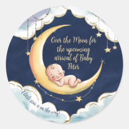 Over the Moon Baby Baby shower met hemelse thema's Ronde Sticker