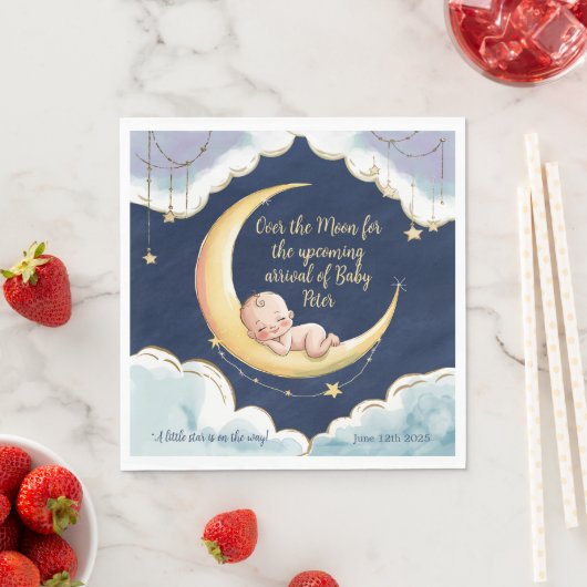 Over the Moon Baby Baby shower met hemelse thema's Servet (Insitu)