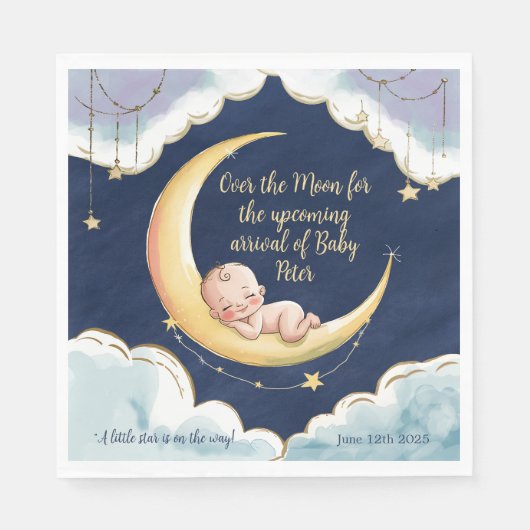Over the Moon Baby Baby shower met hemelse thema's Servet (Voorkant)
