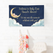 Over the Moon Baby Baby shower met hemelse thema's Spandoek (Insitu)