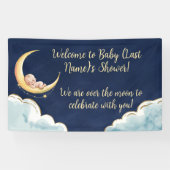 Over the Moon Baby Baby shower met hemelse thema's Spandoek (Horizontaal)