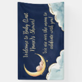 Over the Moon Baby Baby shower met hemelse thema's Spandoek (Verticaal)