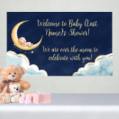 Over the Moon Baby Baby shower met hemelse thema's Spandoek