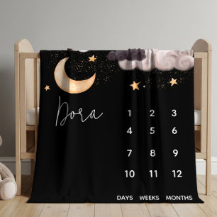 Over the Moon Baby Mijlpaal Fleece Baby Deken