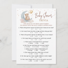 Over the Moon Baby shower Baby Trivia Game Kaart