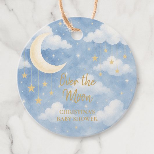 Over the Moon Baby Shower Bedankjes Labels (Voorkant)