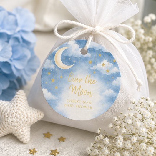 Over the Moon Baby Shower Bedankjes Labels