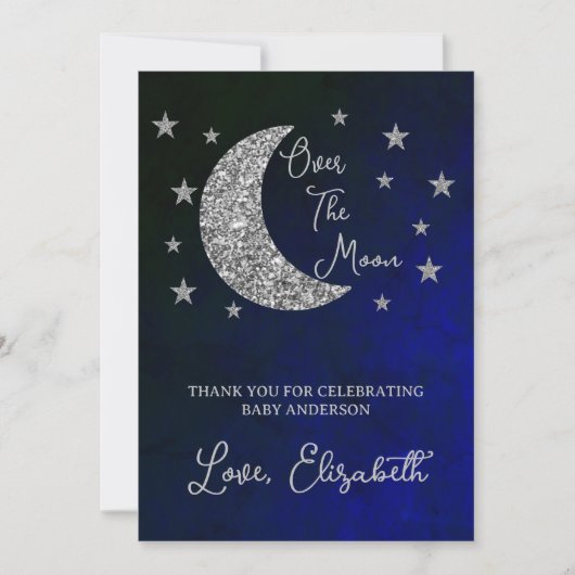 Over The Moon Baby Shower Bedankkaart (Voorkant)
