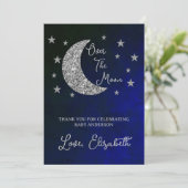 Over The Moon Baby Shower Bedankkaart (Staand voorkant)