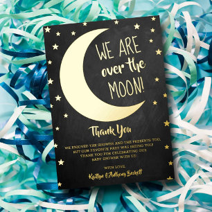 Over The Moon Baby Shower Bedankt Echt Folie Uitnodiging