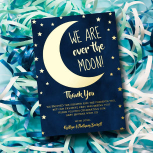 Over The Moon Baby Shower Bedankt Echt Folie Uitnodiging