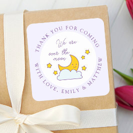 Over the Moon Baby shower bedankt voor je komst Vierkante Sticker
