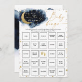 Over the Moon Baby shower Bingo Game Kaart (Voorkant / Achterkant)