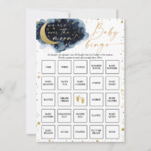 Over the Moon Baby shower Bingo Game Kaart
