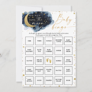 Over the Moon Baby shower Bingo Game Kaart