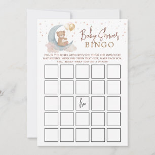 Over the Moon Baby shower Bingo Game Kaart