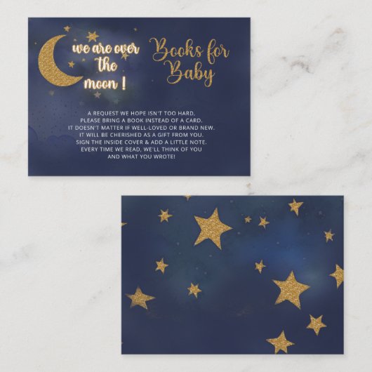 Over the Moon Baby shower Boek aanvragen Informatiekaartje (Voorkant / Achterkant)