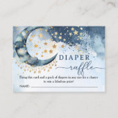 Over The Moon Baby Shower Boy Blue Diaper Raffle  Informatiekaartje (Voorkant)