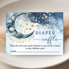 Over The Moon Baby Shower Boy Blue Diaper Raffle Informatiekaartje