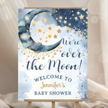 Over The Moon Baby Shower Boy Blue Foam Boards